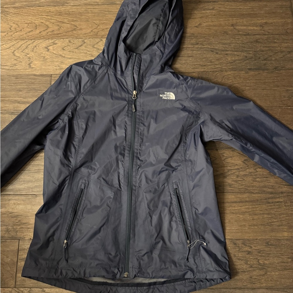 The North Face Dark navy Blue Hooded Windbreaker rain jacket